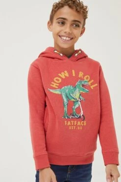 FatFace Red Lets Roll Dino Hoodie -Fat Face Shop D61 454s7