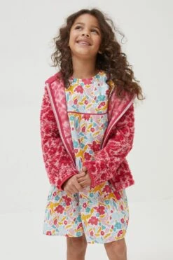 FatFace Red Blooms Zip Through Hoodie