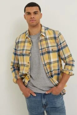 FatFace Yellow Rafety Check Shirt