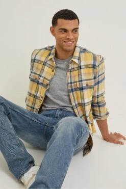 FatFace Yellow Rafety Check Shirt -Fat Face Shop D61032s3