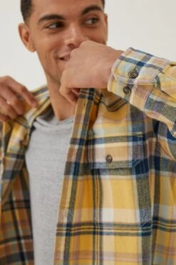 FatFace Yellow Rafety Check Shirt -Fat Face Shop D61032s4