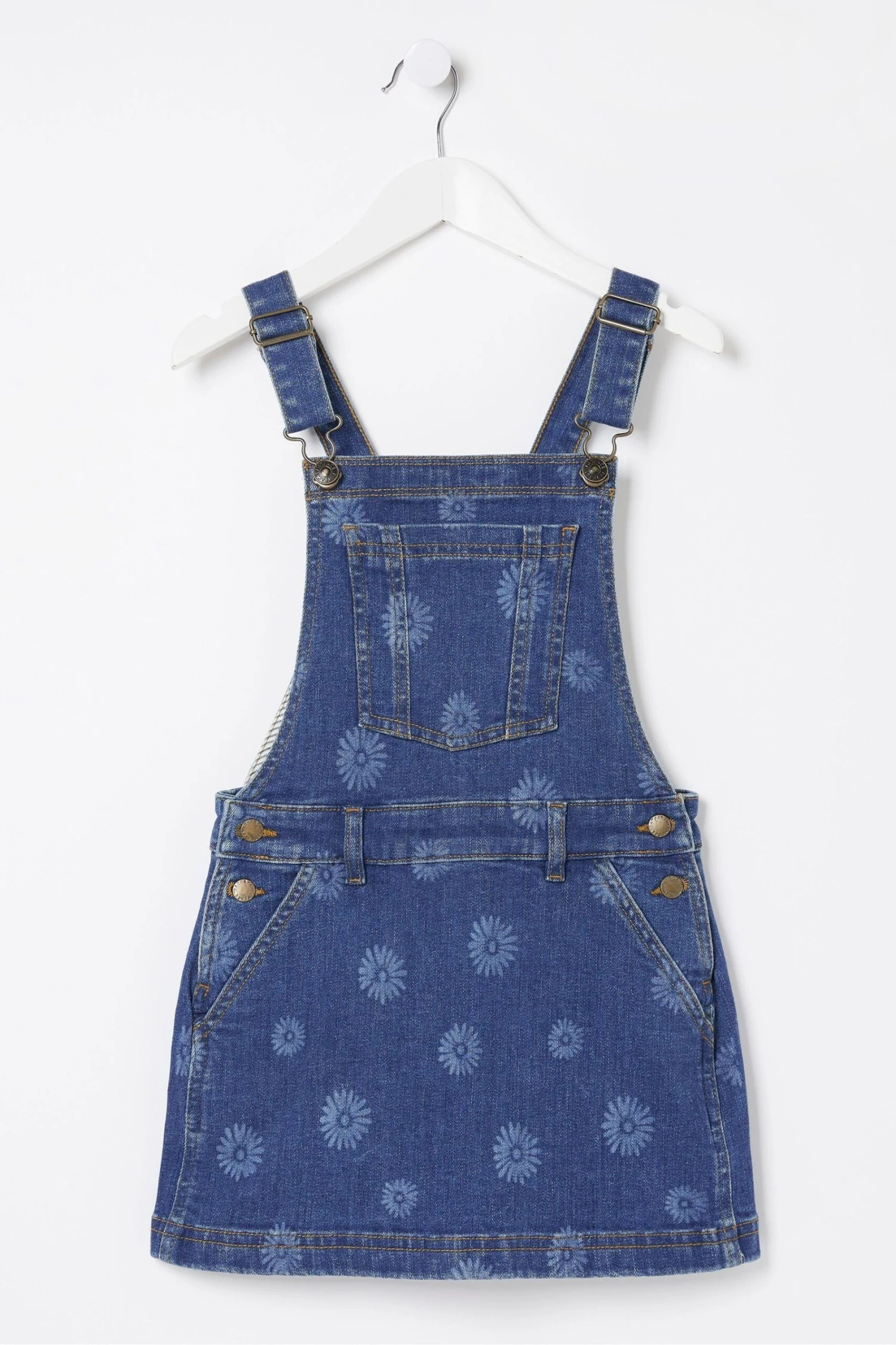 FatFace Blue Laser Print Denim Pinafore Dress 6 FatFace Blue Laser Print Denim Pinafore Dress - Image 4