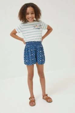 FatFace Blue Floral Tile Flippy Shorts