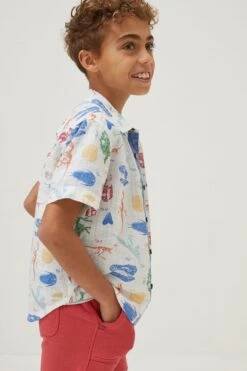 FatFace Natural Printed Shirt -Fat Face Shop D61423s3