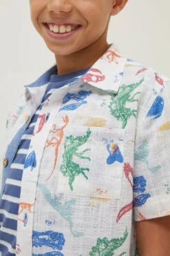 FatFace Natural Printed Shirt -Fat Face Shop D61423s4