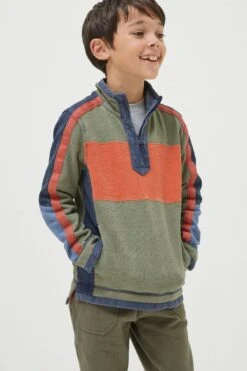 FatFace Green Airlie Colourblock Sweatshirt -Fat Face Shop D61439s3