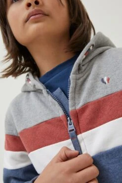 FatFace Grey Striped Zip Through Hoodie -Fat Face Shop D61451s3