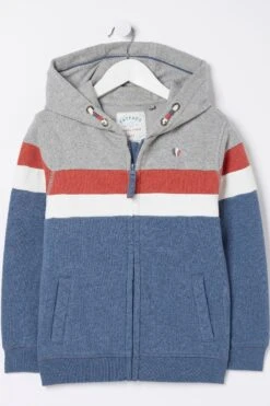 FatFace Grey Striped Zip Through Hoodie -Fat Face Shop D61451s4