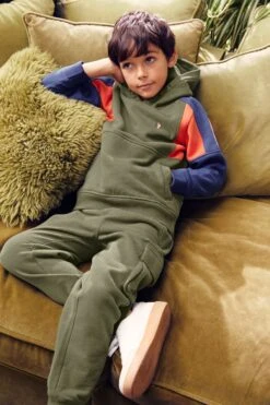 FatFace Green Colourblock Hoodie