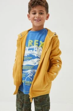 FatFace Yellow Zip Through Hoodie -Fat Face Shop D61455s4