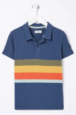 FatFace Blue Bramber Panel Stripe Polo Shirt -Fat Face Shop D61468s4