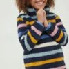 FatFace Blue Striped Fleece Sweatshirt