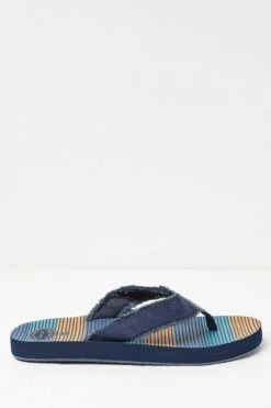 FatFace Blue Harris Striped Flip Flops