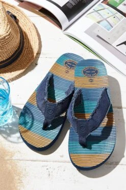 FatFace Blue Harris Striped Flip Flops -Fat Face Shop D63 766s3