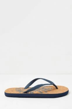 FatFace Blue Henley Cork Logo Flip Flops