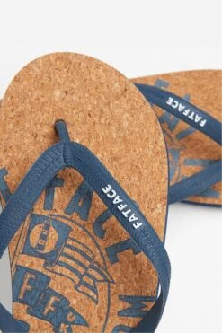 FatFace Blue Henley Cork Logo Flip Flops -Fat Face Shop D63 769s4
