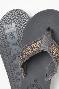 FatFace Grey Harris Flip Flops -Fat Face Shop D63761s3
