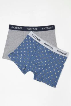 FatFace Blue Banana Print Boxers 2 Pack