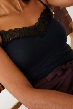 FatFace Black V-Neck Lace Vest -Fat Face Shop D64455s3