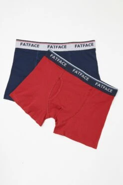 FatFace Red Plain Boxers Two Pack