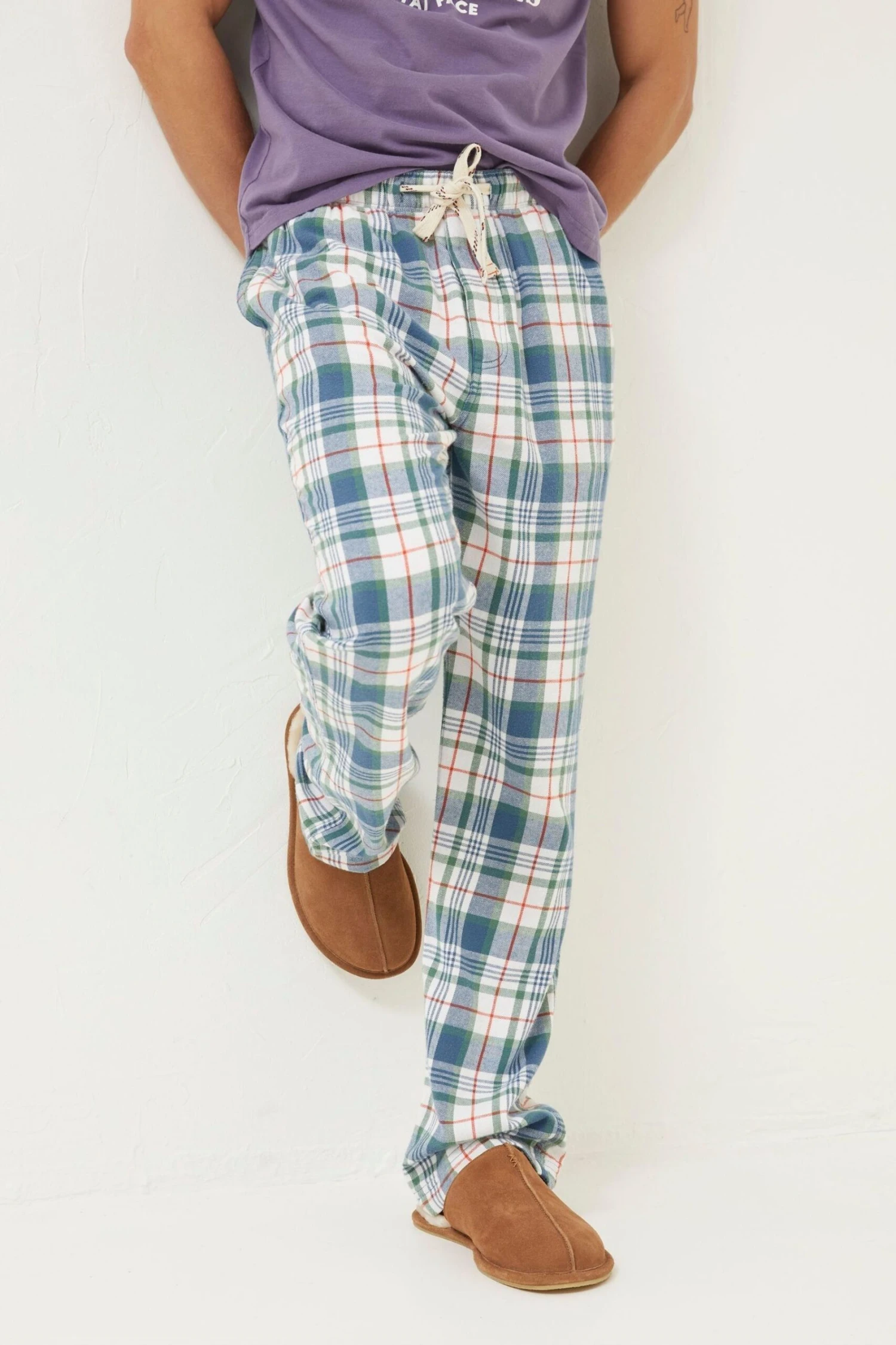 FatFace Blue Hawling Light Check Pyjama Bottoms 3 FatFace Blue Hawling Light Check Pyjama Bottoms