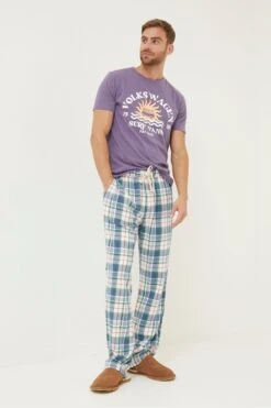 FatFace Blue Hawling Light Check Pyjama Bottoms 9 FatFace Blue Hawling Light Check Pyjama Bottoms -Fat Face Shop D64485s3