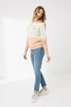 FatFace Orange Becky Colour Block Crew Sweat Top