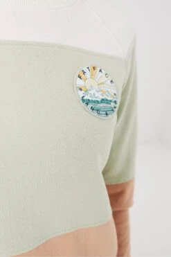 FatFace Orange Becky Colour Block Crew Sweat Top -Fat Face Shop D69765s5