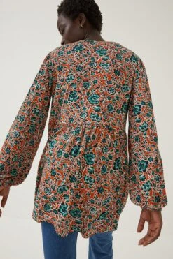 FatFace Orange Poppy Sketch Floral Tunic -Fat Face Shop D69777s3