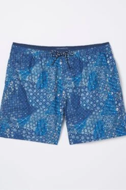 FatFace Blue Trevose Patchwork Swim Shorts