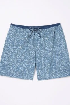 FatFace Blue Trevose Tile Print Swim Shorts