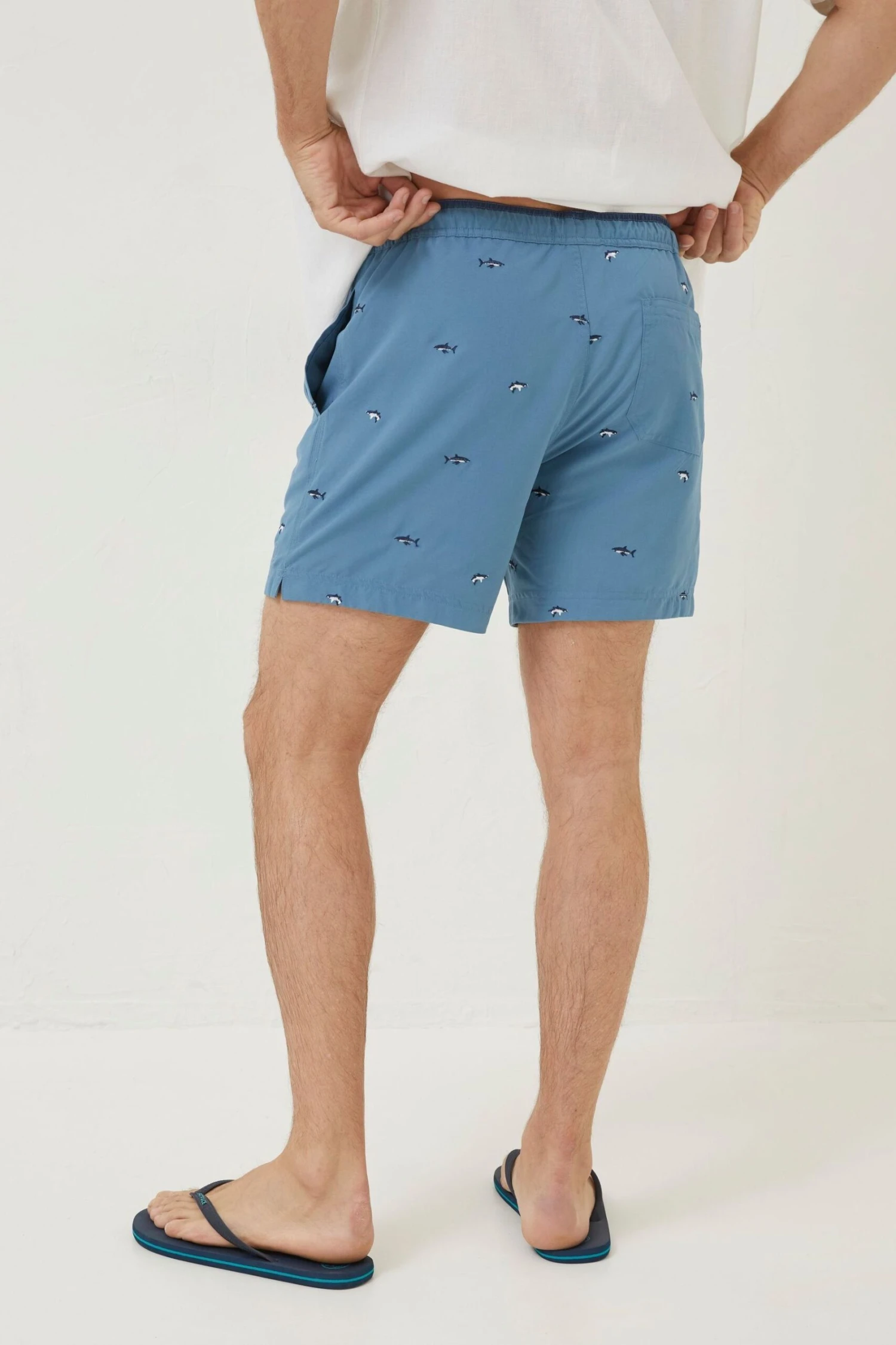 FatFace Blue Trevose Shark Swim Shorts 4 FatFace Blue Trevose Shark Swim Shorts - Image 2