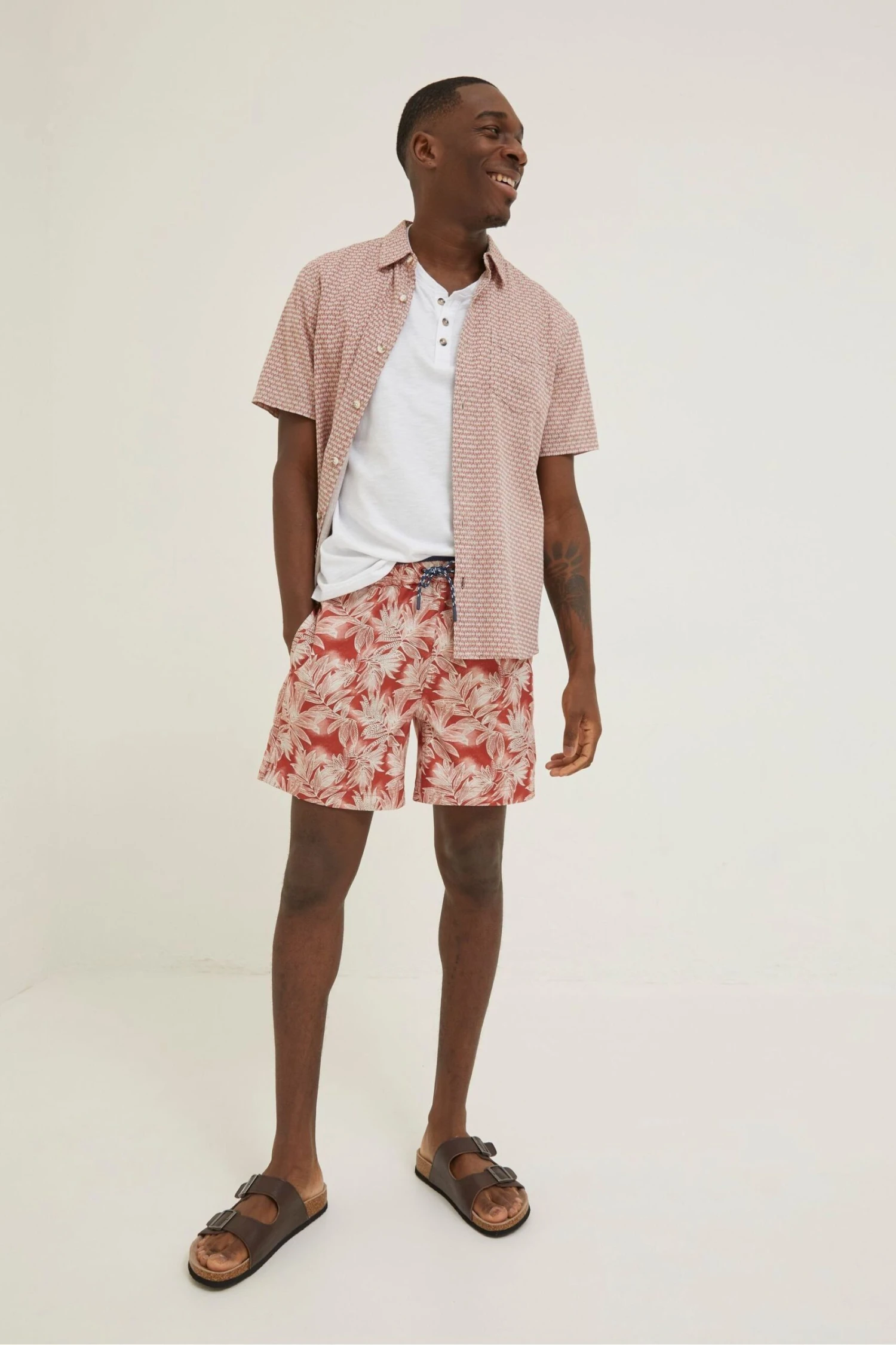 FatFace Red Trevose Leaf Print Swim Shorts 6 FatFace Red Trevose Leaf Print Swim Shorts - Image 4