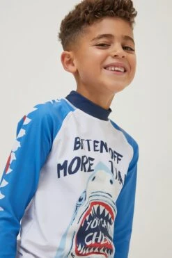 FatFace White Sidney Shark Rash Vest -Fat Face Shop D70264s3