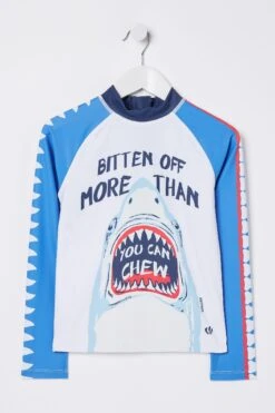 FatFace White Sidney Shark Rash Vest -Fat Face Shop D70264s5