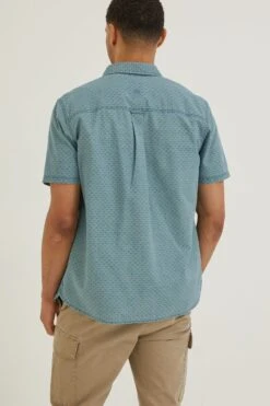 FatFace Green Geo Indigo Print Shirt -Fat Face Shop D70277s2
