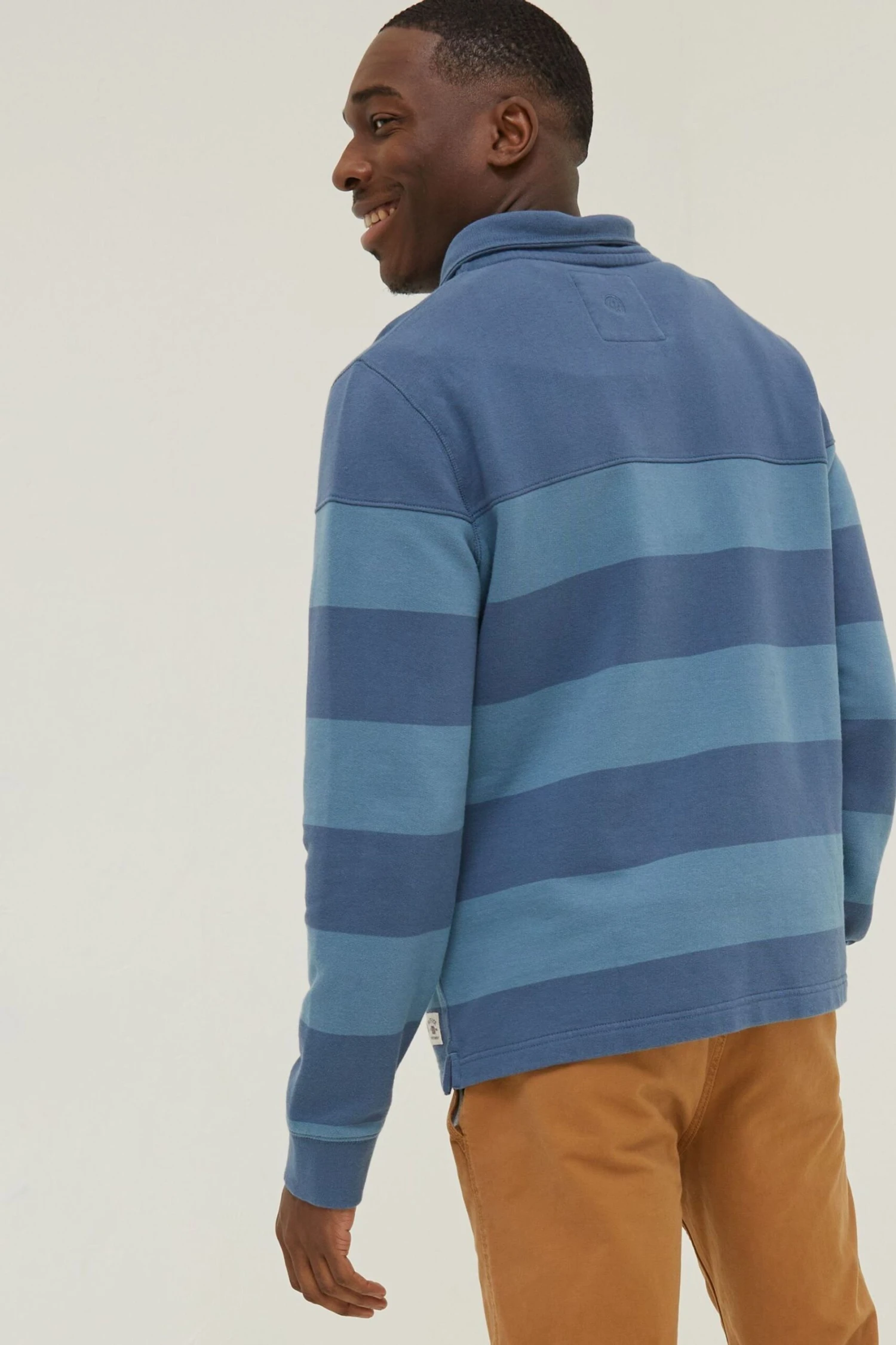 FatFace Blue Thorpe Rugby Stripe Half Neck Sweat Top 4 FatFace Blue Thorpe Rugby Stripe Half Neck Sweat Top - Image 2