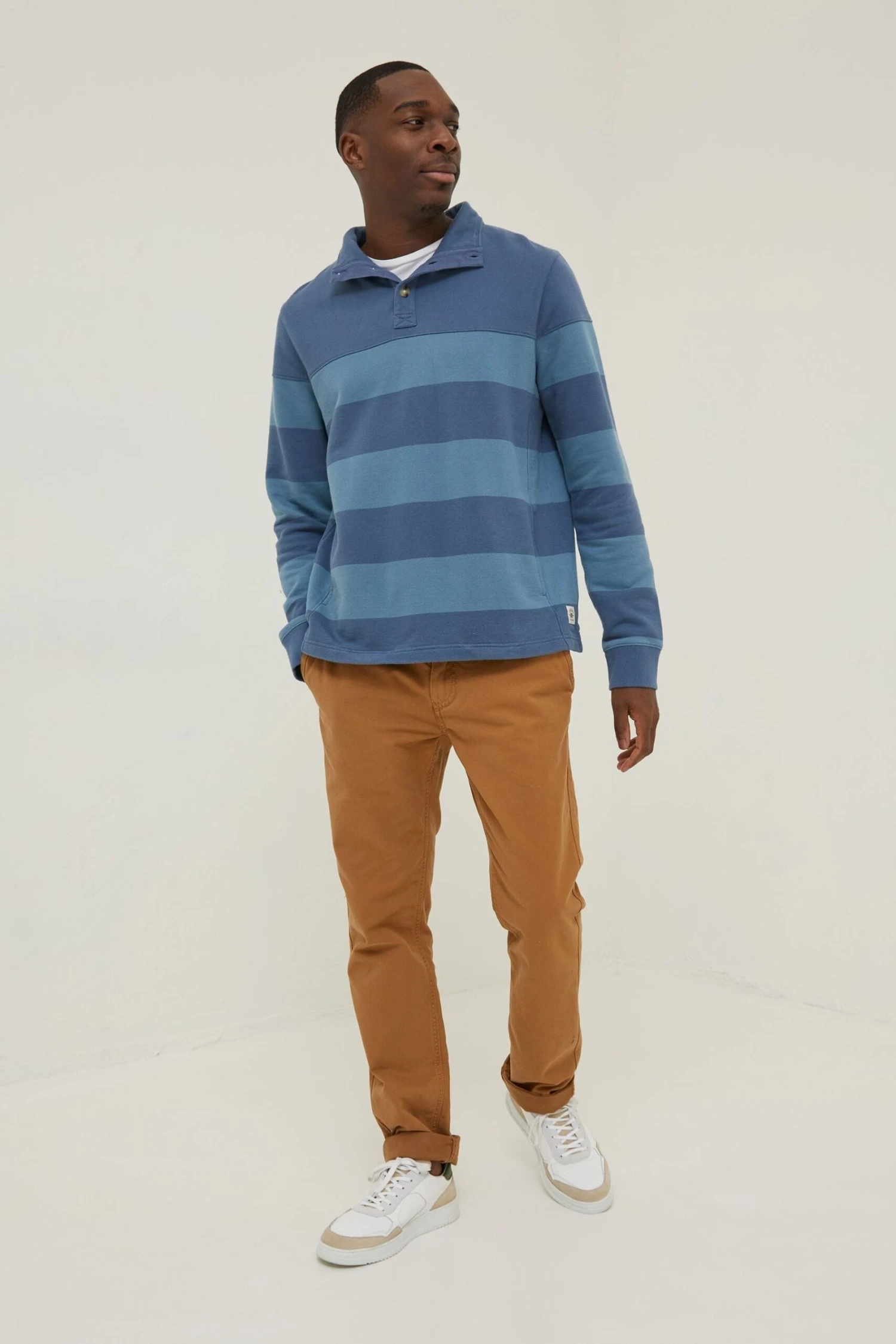 FatFace Blue Thorpe Rugby Stripe Half Neck Sweat Top 5 FatFace Blue Thorpe Rugby Stripe Half Neck Sweat Top - Image 3