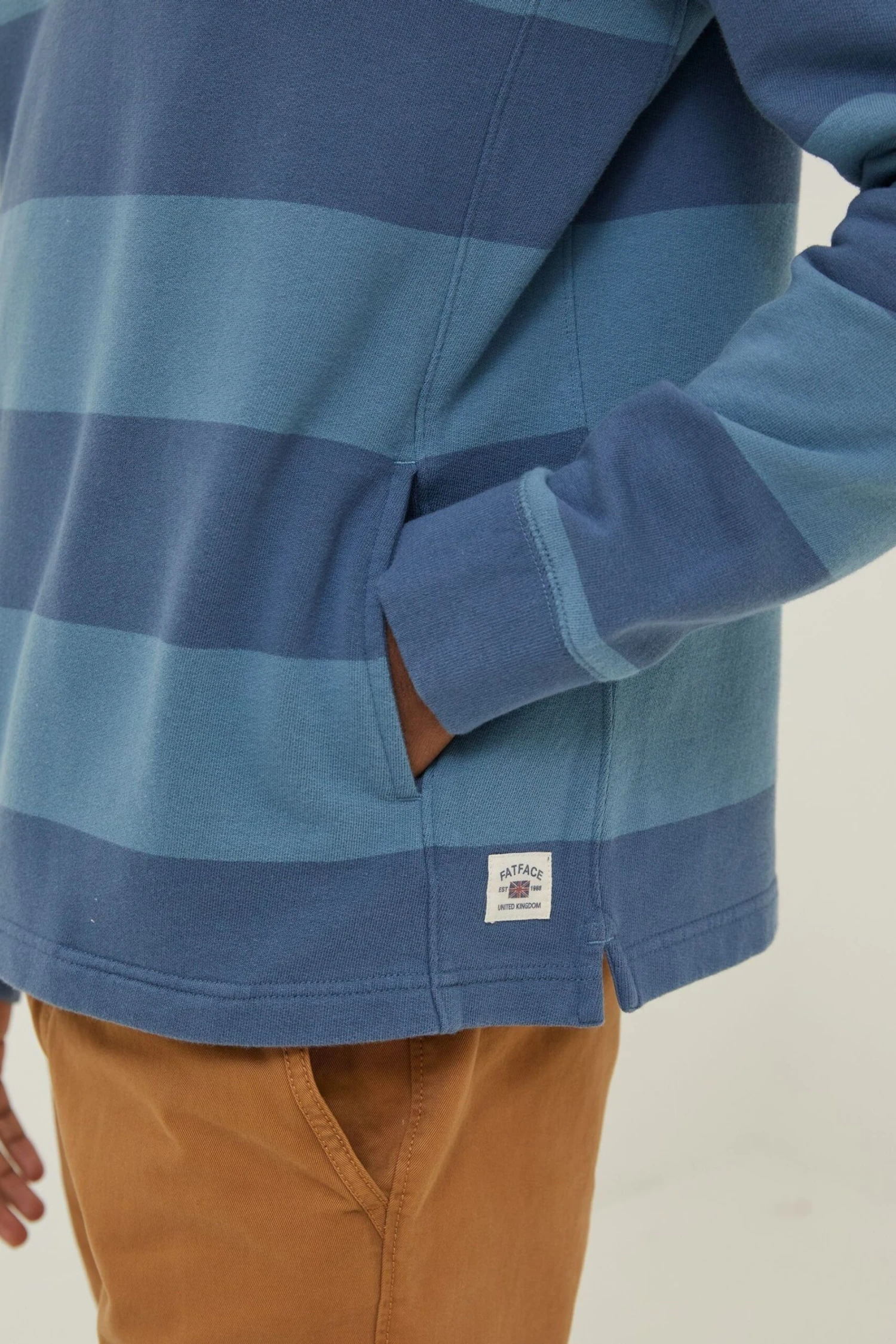 FatFace Blue Thorpe Rugby Stripe Half Neck Sweat Top 7 FatFace Blue Thorpe Rugby Stripe Half Neck Sweat Top - Image 5