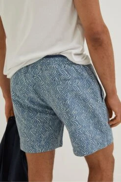 FatFace Blue Trevose Tile Print Swim Shorts -Fat Face Shop D70287s2