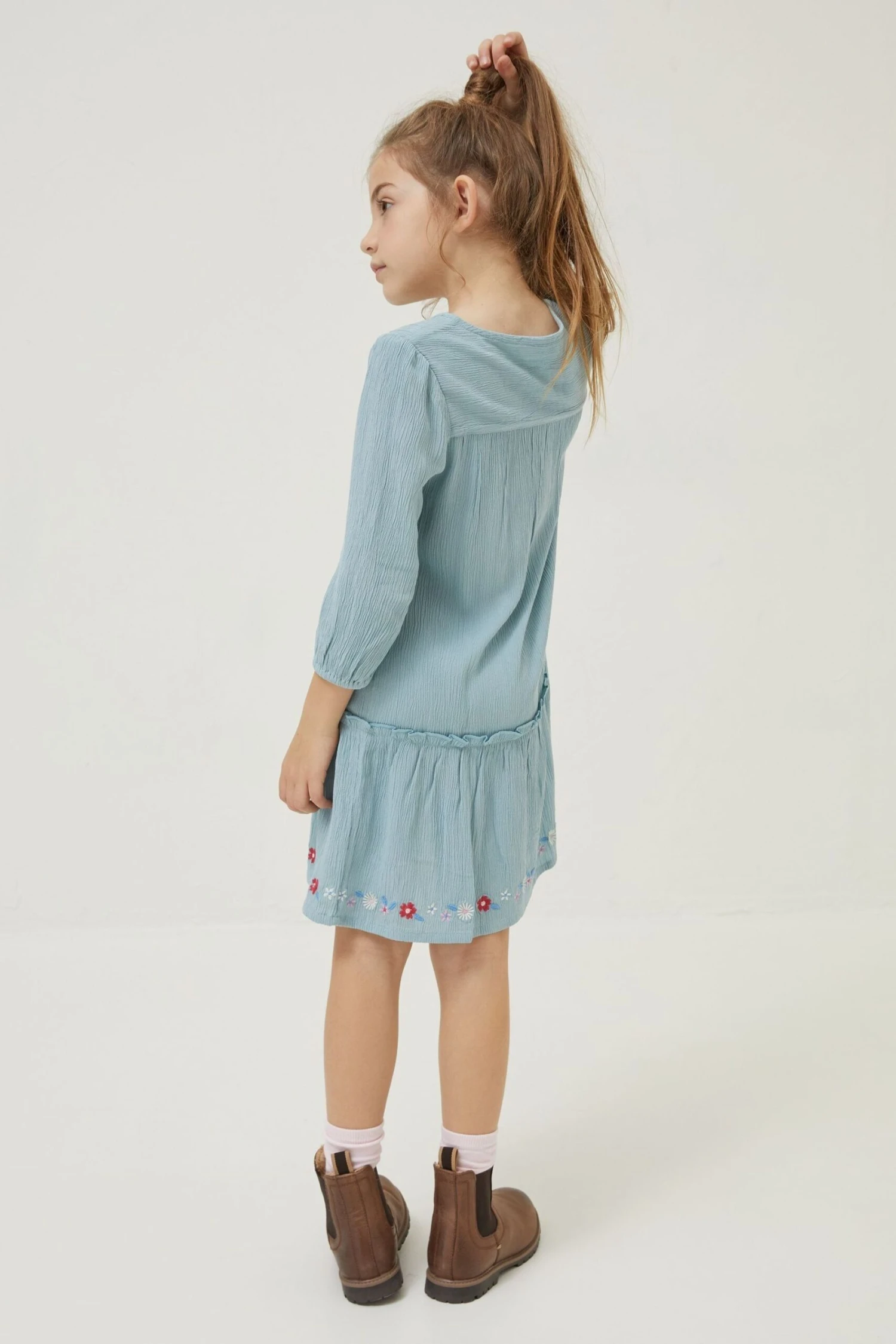 FatFace Green Adeline Embroidered Hem Dress 4 FatFace Green Adeline Embroidered Hem Dress - Image 2