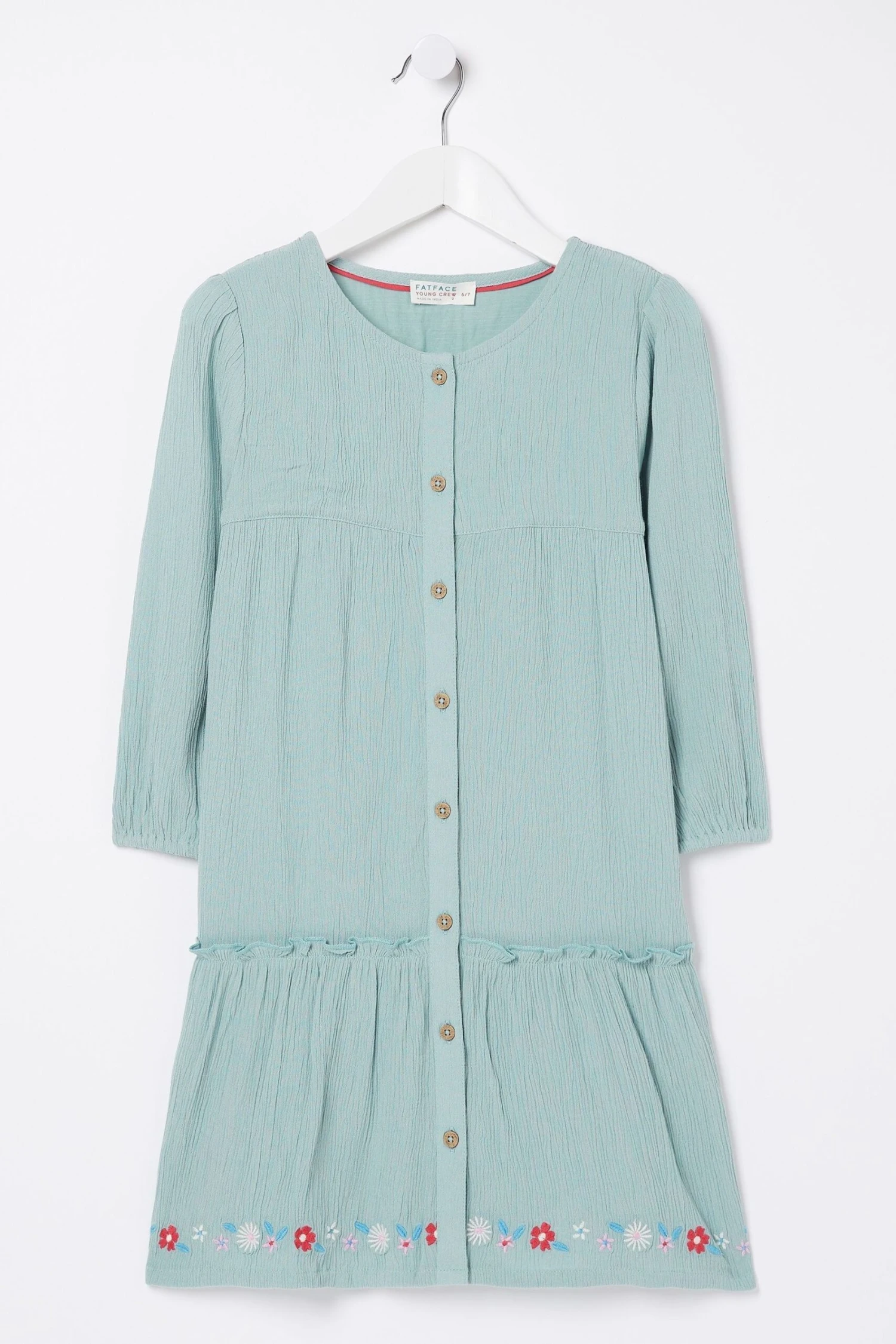 FatFace Green Adeline Embroidered Hem Dress 7 FatFace Green Adeline Embroidered Hem Dress - Image 5