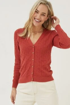 FatFace Red Elissa Cardigan