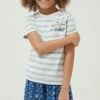 FatFace Natural Stripe Bee T-Shirt -Fat Face Shop D78300s