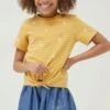 FatFace Yellow Floral Stripe T-Shirt -Fat Face Shop D78306s