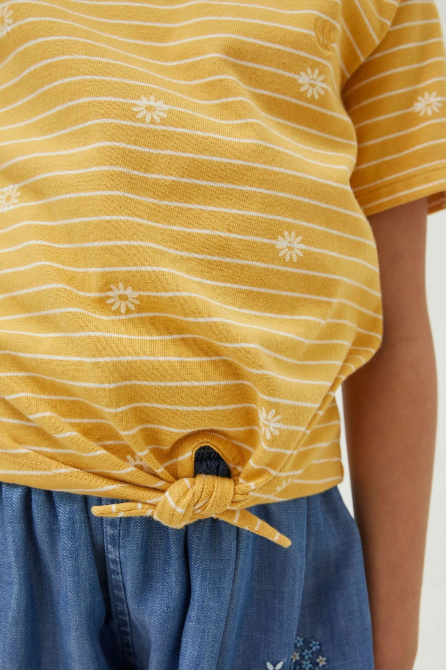 FatFace Yellow Floral Stripe T-Shirt 5 FatFace Yellow Floral Stripe T-Shirt - Image 3