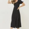 FatFace Tania Black Midi Dress -Fat Face Shop D78311s