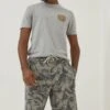 FatFace Grey Camber Leaf Print Swim Shorts