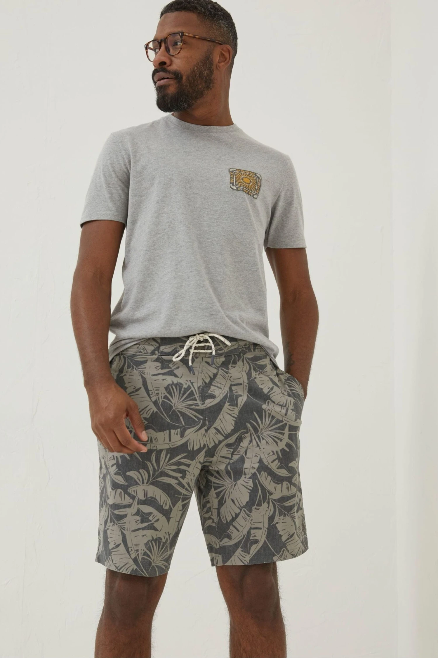 FatFace Grey Camber Leaf Print Swim Shorts 3 FatFace Grey Camber Leaf Print Swim Shorts