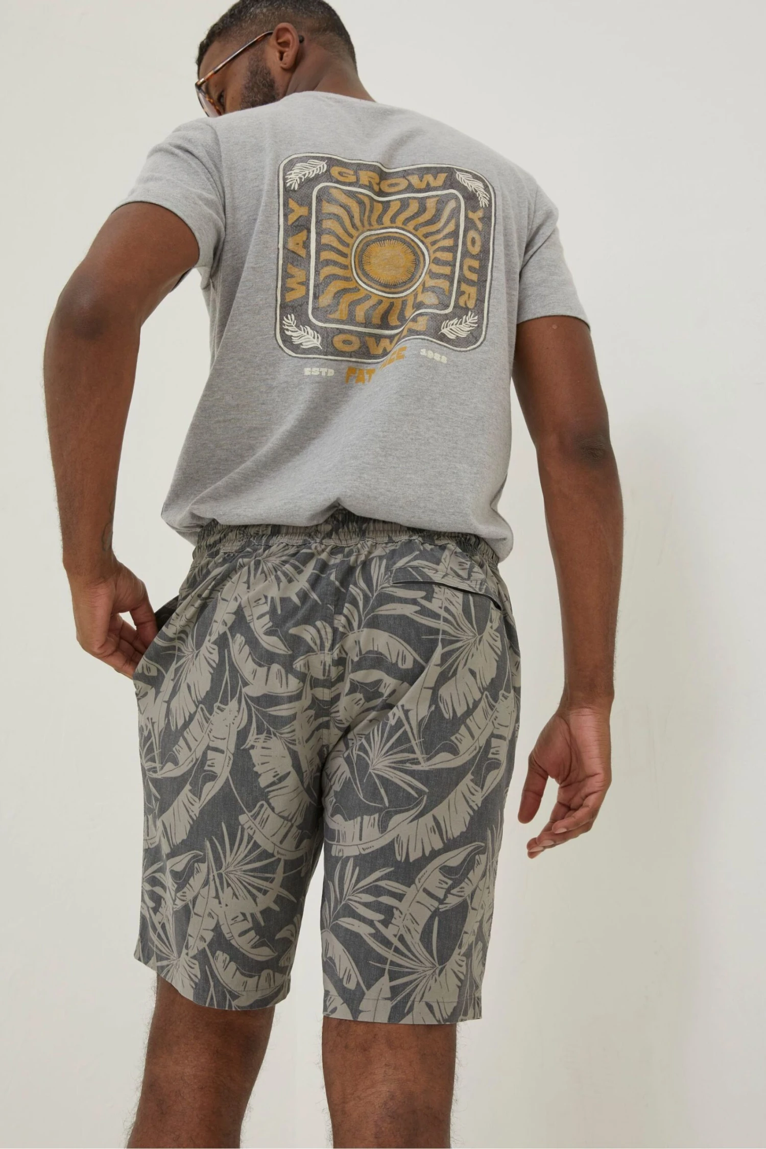 FatFace Grey Camber Leaf Print Swim Shorts 4 FatFace Grey Camber Leaf Print Swim Shorts - Image 2